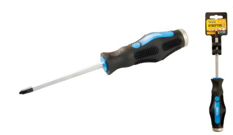 Отвёртка ударная крестовая магнитная PH2х100 мм ручка с TPR покрытием MASTERTOOL 49-5210 Отвёртка ударная крестовая магнитная PH2х100 мм ручка с TPR покрытием MASTERTOOL 49-5210