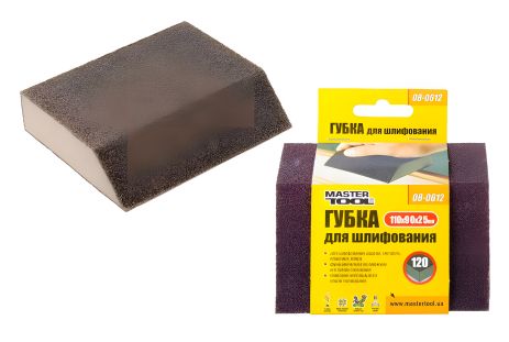 Шлифовальная губка ТРАПЕЦИЯ Р120 110х90х25 мм MASTERTOOL 08-0612
