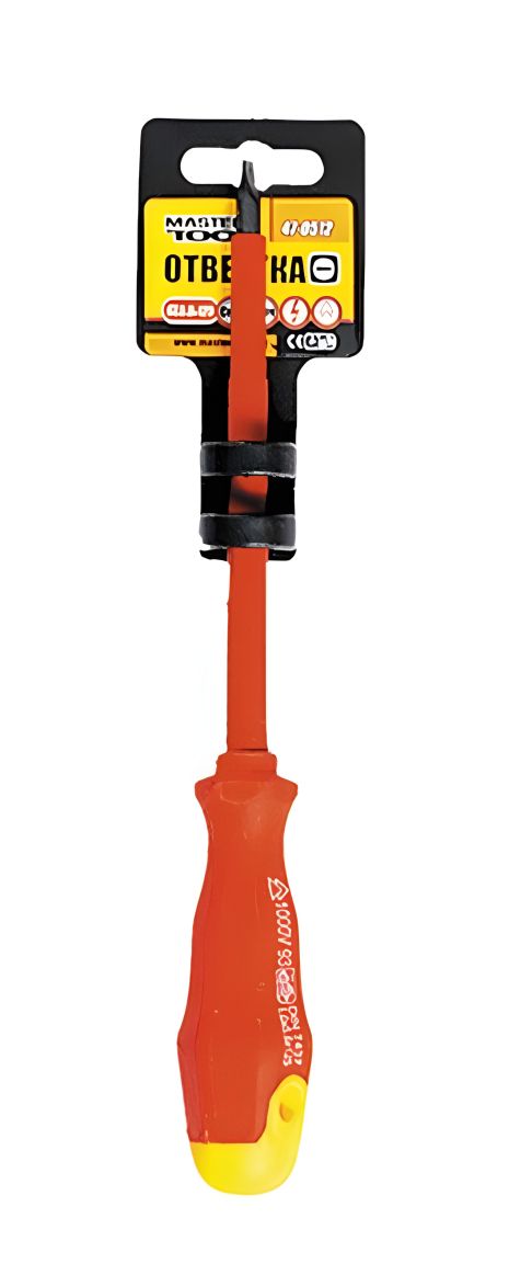Диэлектрическая шлицевая отвертка SL5.5х125 мм, 1000 V, MASTERTOOL 47-0512