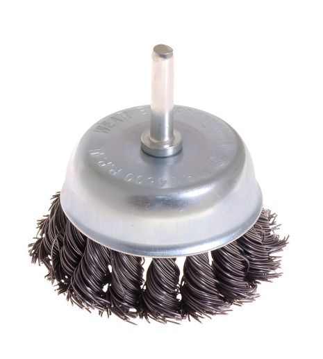 Щітка торцева із плетеного дроту Ø 75 мм зі стрижнем ¼", MASTERTOOL 19-7307