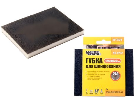 Шлифовальная губка СОФТ Р240 125х100х12 мм MASTERTOOL 08-0724