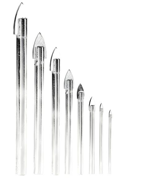 Набор сверл для стекла и керамики 8 шт 4х60/5х65/6х68-2 шт/8х70-2 шт/10х85/12х90 мм MASTERTOOL 2-01-008