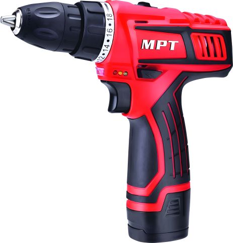 Акумуляторний дриль-шуруповерт 12V Li-ion 1.5 А·год, 2 швидкості 0-400/1450 об/хв 10 мм із 2 АКБ кейсом MASTERTOOL MCDT1226.B2