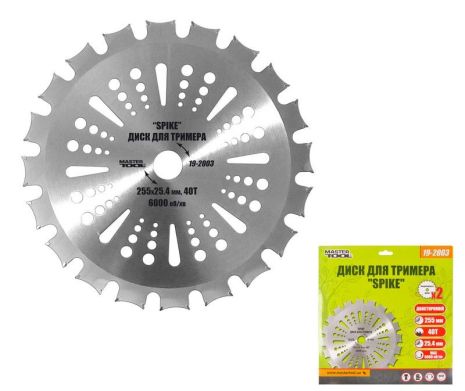 Диск для тримера "SPIKE" 255х25.4х40Т з переможною напайкою MASTERTOOL 19-2003