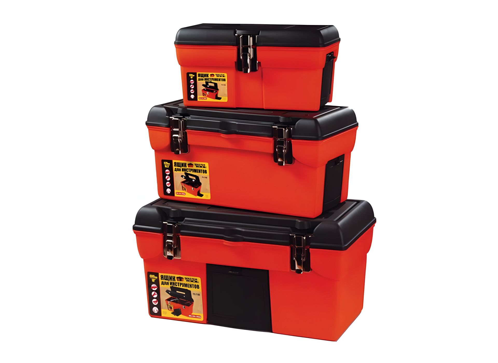 Ящики для инструментов комплект 3 шт (13"/16.5"/19") с замками, MASTERTOOL 79-2002 Ящики для инструментов комплект 3 шт (13"/16.5"/19") с замками, MASTERTOOL 79-2002