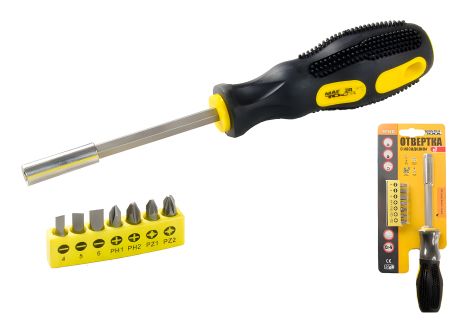 Отвертка магнитная 250 мм 7-в-1 PH1-2/SL4-5-6/PZ1-2 25 мм MASTERTOOL 40-0142