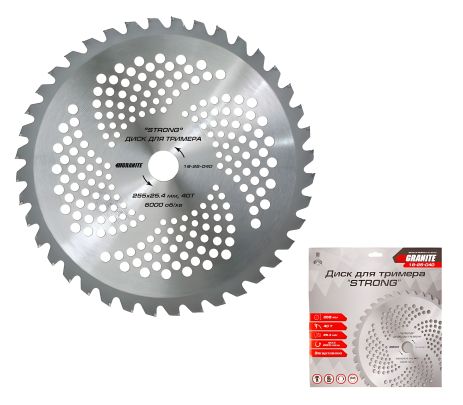 Тримерний диск "STRONG" 255х25.4х40Т з напайкою MASTERTOOL 19-25-040