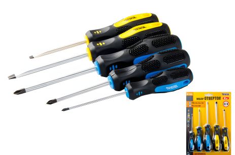 Набор отверток 5 шт PH0х75/PH1х75/PH2х100/SL5х75/SL6х100 MASTERTOOL 40-1505