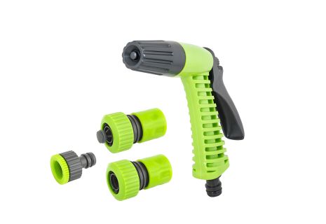 Набор полива 4 шт DEW LINE (пистолет/адаптер ½" ВР-¾" ВР/коннектор ¾"/коннектор ¾" STOP) MASTERTOOL 92-9340