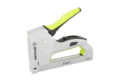 Степлер ресорний 3-в-1 для скоби R53 (4-14мм), шпилька (14 мм), цвях (14 мм), металевий корпус з ергономічною ручкою, MASTERTOOL FX-1104