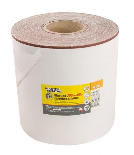 Шкірка шліфувальна на тканинній основі Р120 200 мм 50 м MASTERTOOL 08-2712 Шкірка шліфувальна на тканинній основі Р120 200 мм 50 м MASTERTOOL 08-2712
