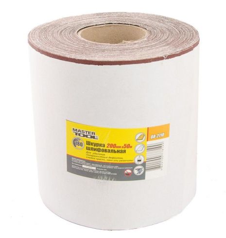 Шкурка шлифовальная на тканевой основе Р180 200 мм 50 м MASTERTOOL 08-2718 Шкурка шлифовальная на тканевой основе Р180 200 мм 50 м MASTERTOOL 08-2718
