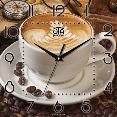 Часы на кухню "Чашка кофе" [МДФ] UTA-K-005 коричневые
