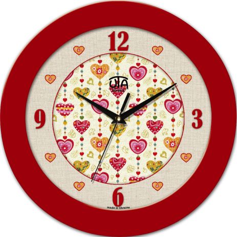 Настінний годинник круглий 350x350x45 мм [mdf, пластик, під склом] uta-05-fr червоний