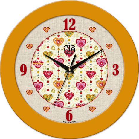 Настенные часы круглые 350Х350Х45мм [МДФ, Пластик, Под стеклом] UTA-05-FY желтые