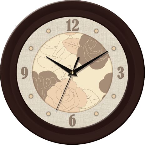 Настенные часы круглые 350Х350Х45мм [МДФ, Пластик, Под стеклом] UTA-11-FBr коричневые