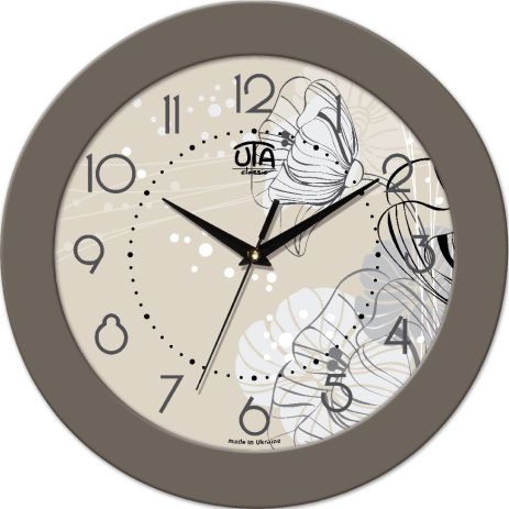 Часы настенные в стиле кантри 350Х350Х45мм [МДФ, Пластик, Под стеклом] UTA-14-FBe серые