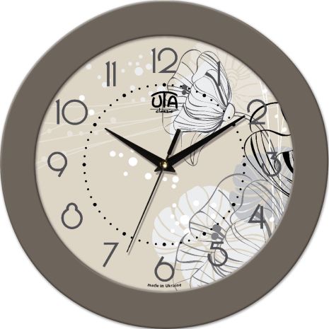 Годинники настінних стінок 350x350x45мм [mdf, пластик, під склом] uta-14-fbe сірий