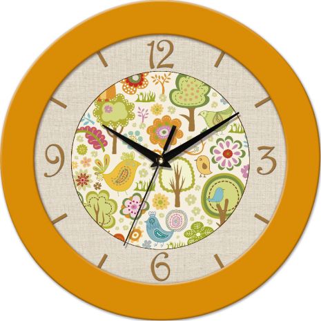 Настінний годинник круглий 350x350x45 мм [mdf, пластик, під склом] uta-19-fy жовтий