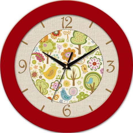 Настінний годинник круглий 350x350x45 мм [mdf, пластик, під склом] uta-19-fr червоний
