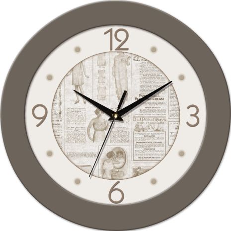 Часы настенные под ретро 350Х350Х45мм [МДФ, Пластик, Под стеклом] UTA-23-FBe серые