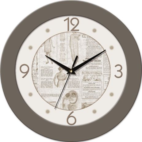 Настінний годинник під ретро 350x350x45мм [mdf, пластик, під склом] uta-23-fbe сірий