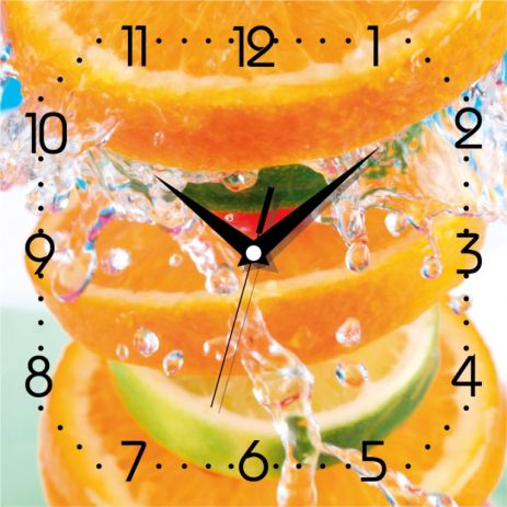 Часы кухонныe "Цитрусовый" [МДФ] UTA-K-013 желтые