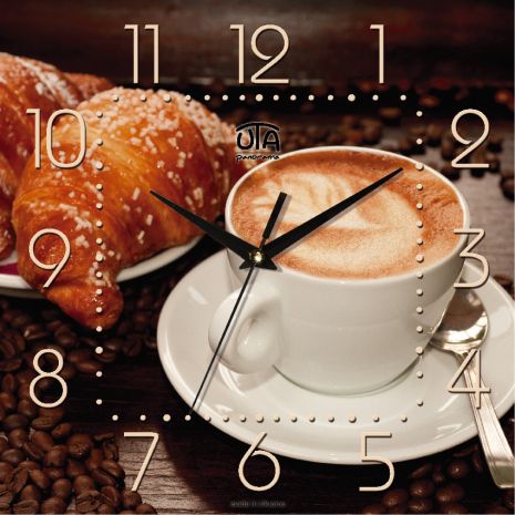 Часы кухонные настенные "Кофе с круассаном" [МДФ] UTA-K-018 коричневые