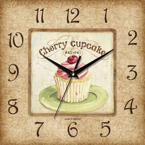 Настенные часы в столовую "Десерт с вишенкой" [МДФ] UTA-K-022 бежевые