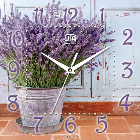 Настінний годинник 300x300x16 мм "лаванда" [MDF] UTA-FL-013