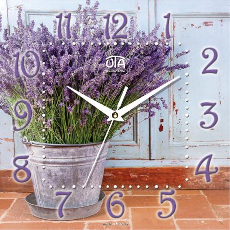 Настінний годинник 300x300x16 мм "лаванда" [MDF] UTA-FL-013
