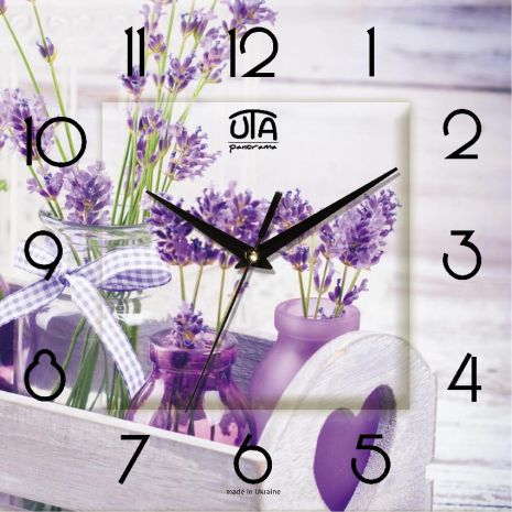 Настенные часы 300Х300Х16мм "Нежная лаванда" [МДФ] UTA-FL-014 сиреневые