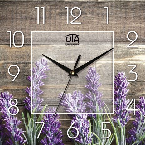 Настенные часы 300Х300Х16мм "Лаванда" [МДФ] UTA-FL-016 серые