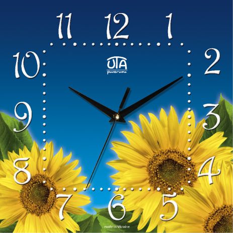 Настінний годинник 300x300x16mm "Соняшники" [MDF] UTA-UA-021 Синій