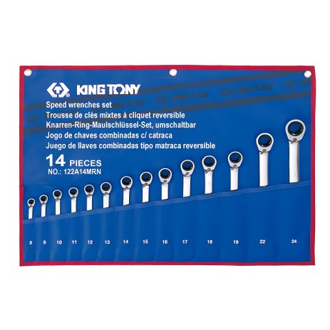 Набор комбинированных ключей с трещоткой и флажком KING TONY (8-24), 14шт Набор комбинированных ключей с трещоткой и флажком KING TONY (8-24), 14шт