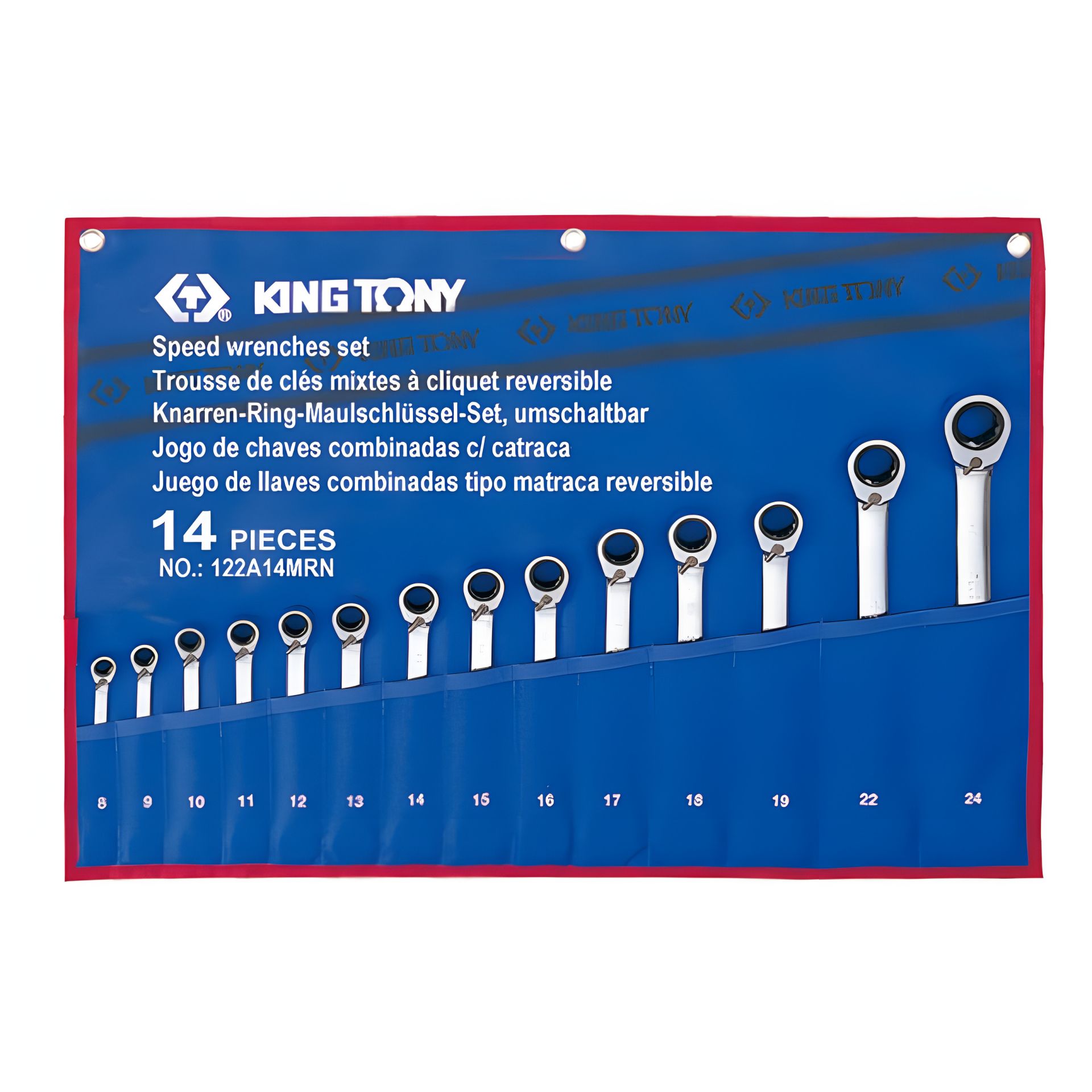 Набор комбинированных ключей с трещоткой и флажком KING TONY (8-24), 14шт Набор комбинированных ключей с трещоткой и флажком KING TONY (8-24), 14шт