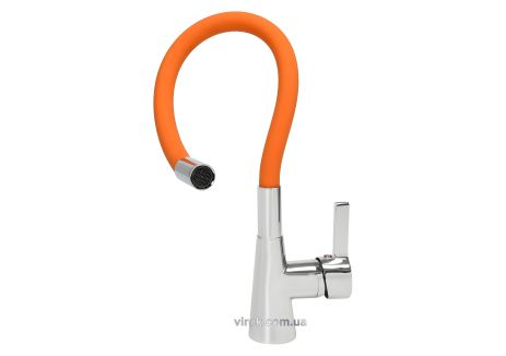 Смеситель для раковины FALA "FLEXIBLE" с оранжевой гибкой воронкой Vorel
