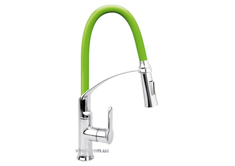 Змішувач для раковини "FLEXIBLE" FALA з гнучкою зеленою лійкою та регуляцією потоку води 60 см Vorel 75679