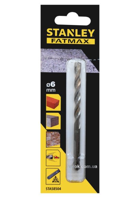 Свердло по цеглі FatMax 6 мм, Stanley STA58504-QZ Свердло по цеглі FatMax 6 мм, Stanley STA58504-QZ