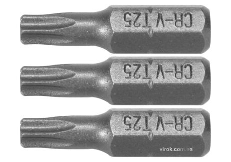 Насадка отверточная STHOR "TORX" T25 x 25 мм HEX 1/4" Cr-V 3 шт Vorel 65495