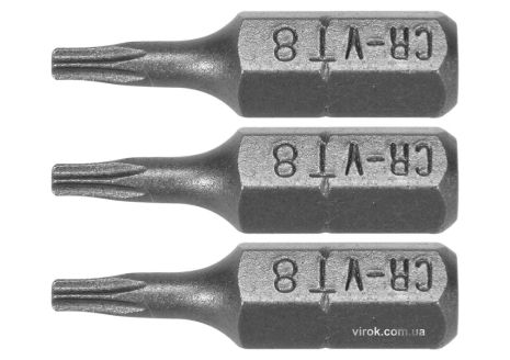 Насадка викруткова STHOR "TORX" T8 x 25 мм HEX 1/4" Cr-V 3 шт Vorel 65490