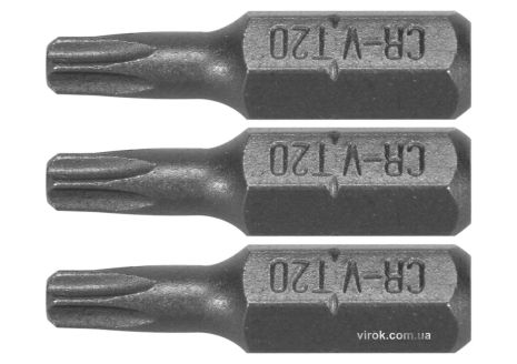 Насадка отверточная STHOR "TORX" T20 x 25 мм HEX 1/4" Cr-V 3 шт Vorel 65494