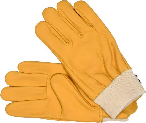 Рабочие перчатки желтые с текстильным взыскателем, кожа, размер 10, Yato YT-74650