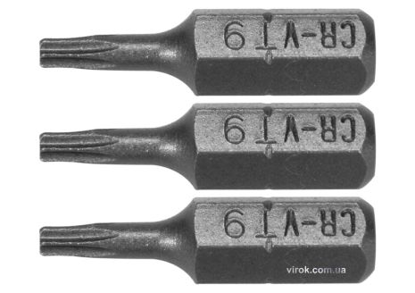 Насадка отверточная STHOR "TORX" T9 x 25 мм HEX 1/4" Cr-V 3 шт Vorel 65491