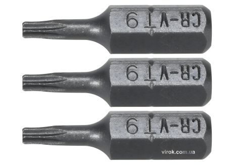 Отверточная насадка STHOR "TORX" T9 x 25 мм HEX 1/4" Cr-V 3 шт Vorel 65491