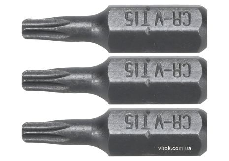Насадка отверточная STHOR "TORX" T15 x 25 мм HEX 1/4" Cr-V 3 шт Vorel 65493