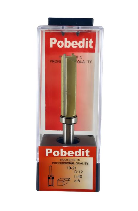 Фреза прямая двухножевая с верхним подшипником D-12 мм, d-8 мм Pobedit P-1021-08-1240 Фреза прямая двухножевая с верхним подшипником D-12 мм, d-8 мм Pobedit P-1021-08-1240