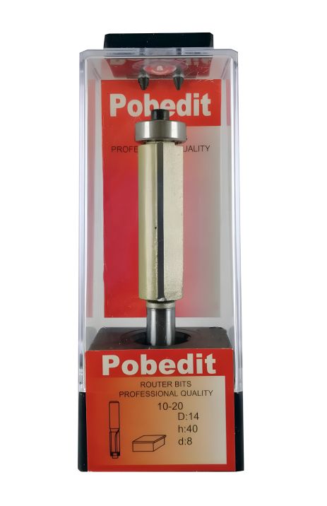 Прямая двухножевая фреза с нижним подшипником D-14 мм, d-8 мм Pobedit P-1020-08-1440