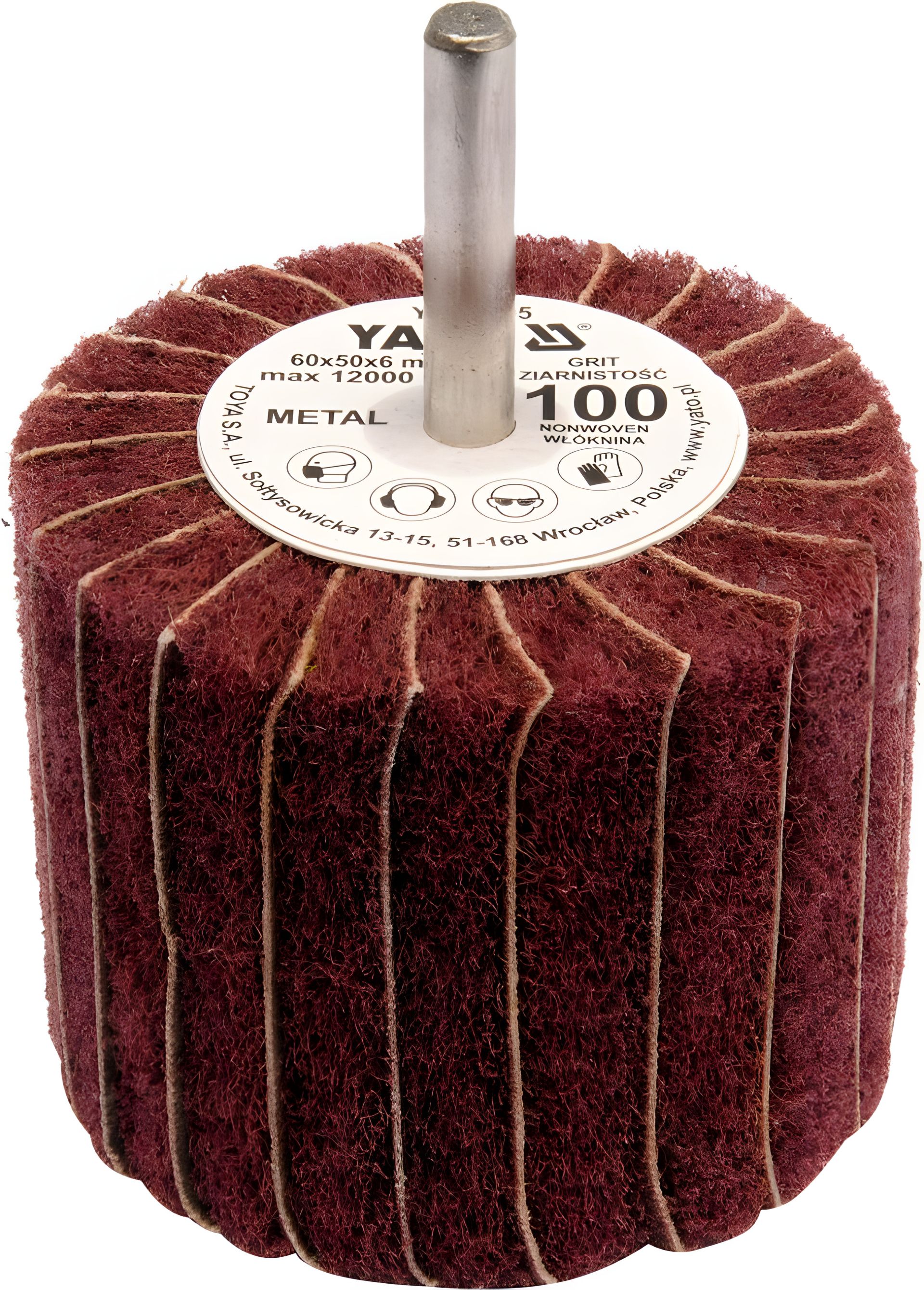 Круг лепестковый шлифовальный удлиненный Ø=60 К150, шпиндель Ø= 6 мм, H= 50 мм Yato YT-83396 Круг лепестковый шлифовальный удлиненный Ø=60 К150, шпиндель Ø= 6 мм, H= 50 мм Yato YT-83396