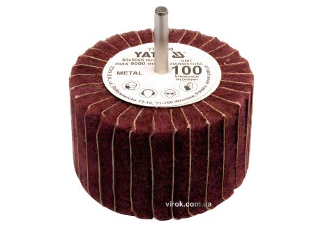 Круг шлифовальный лепестковый для дрели 80 x 50 x 6 мм К60, YaTo (YT-83398)